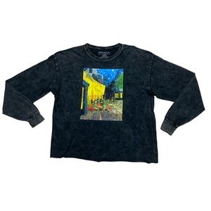 Fifth Sun Long Sleeve T Shirt Womens XL Cafe Terrace at Night Alien Crewneck Top